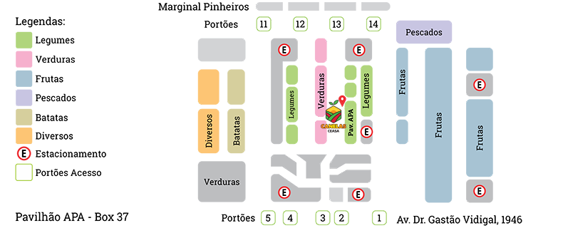 Mapa de localização do Grupo Canelas no CEAGESP